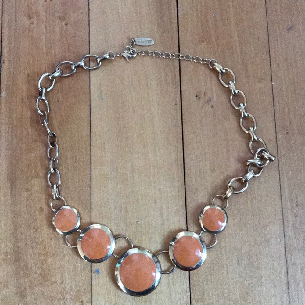 Talbots Orange and Gold Statement Necklace